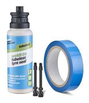 Zestaw Weldtite Tubeless Conversion System - MTB (Mleczko + Taśma + 2x Zawór 55mm Presta)