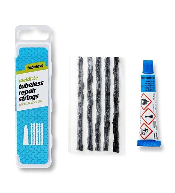 Zestaw naprawczy do opon tubeless Weldtite Tubeless Repair Strings (5 wkładów + Klej)