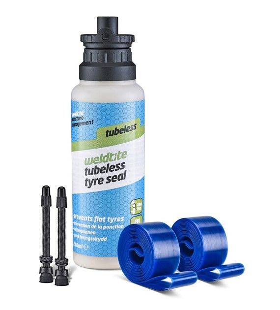 Zestaw Weldtite Easy-Fit Tubeless Conversion System 27.5" (Mleczko + 2x Opaska + 2x Zawór 55mm Presta)