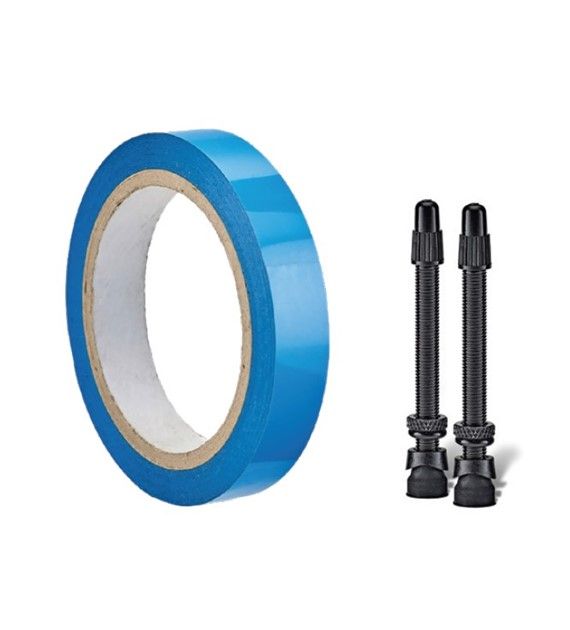 Zestaw Weldtite Tubeless Tape and Valves Kit - ROAD (Taśma + 2x Zawór 55mm Presta)
