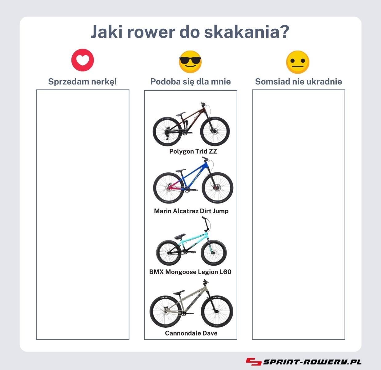 Jaki rower do skakania? Tabela