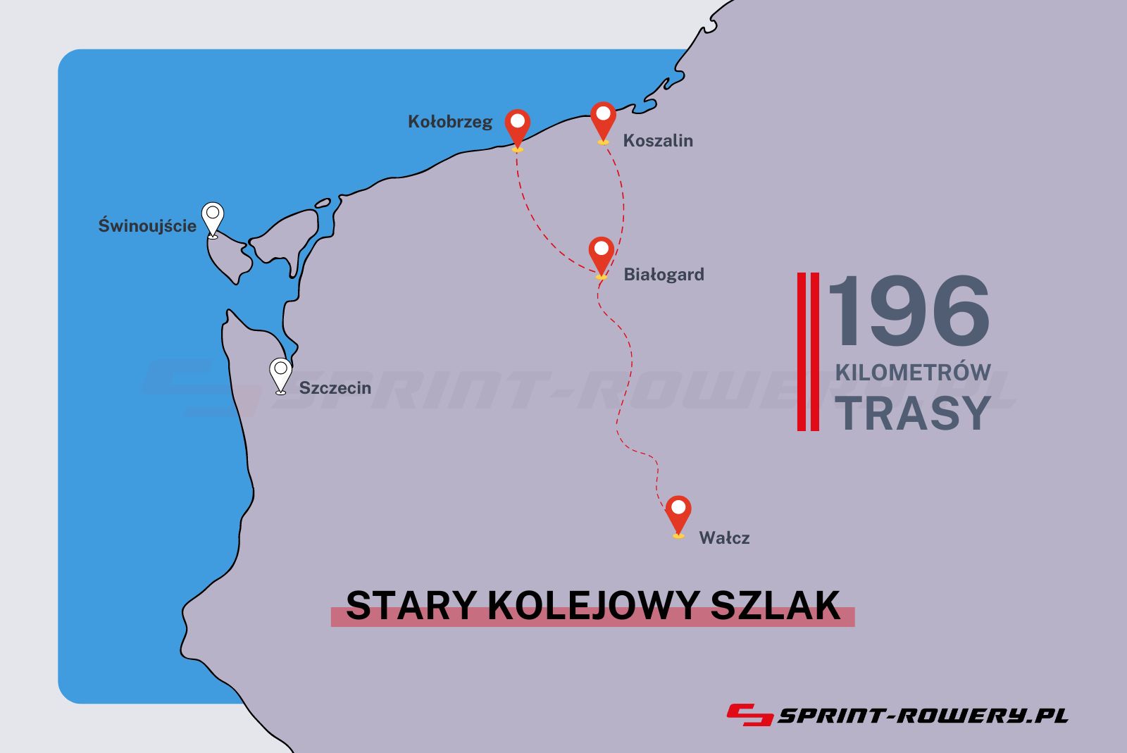 Trasa rowerowa - mapa Starego Kolejowego Szlaku