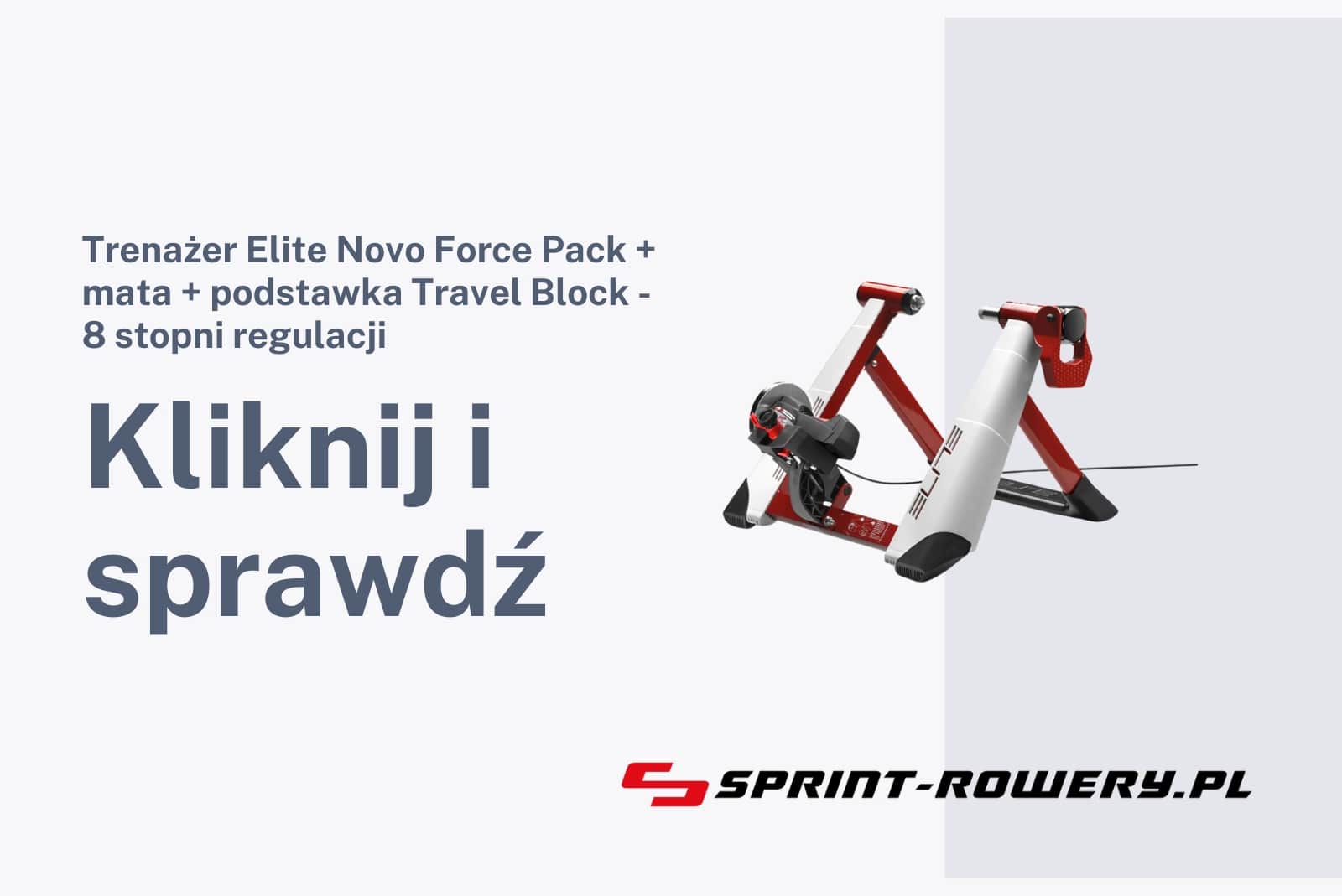 Trenażer Elite Novo Force Pack + mata + podstawka Travel Block - 8 stopni regulacji