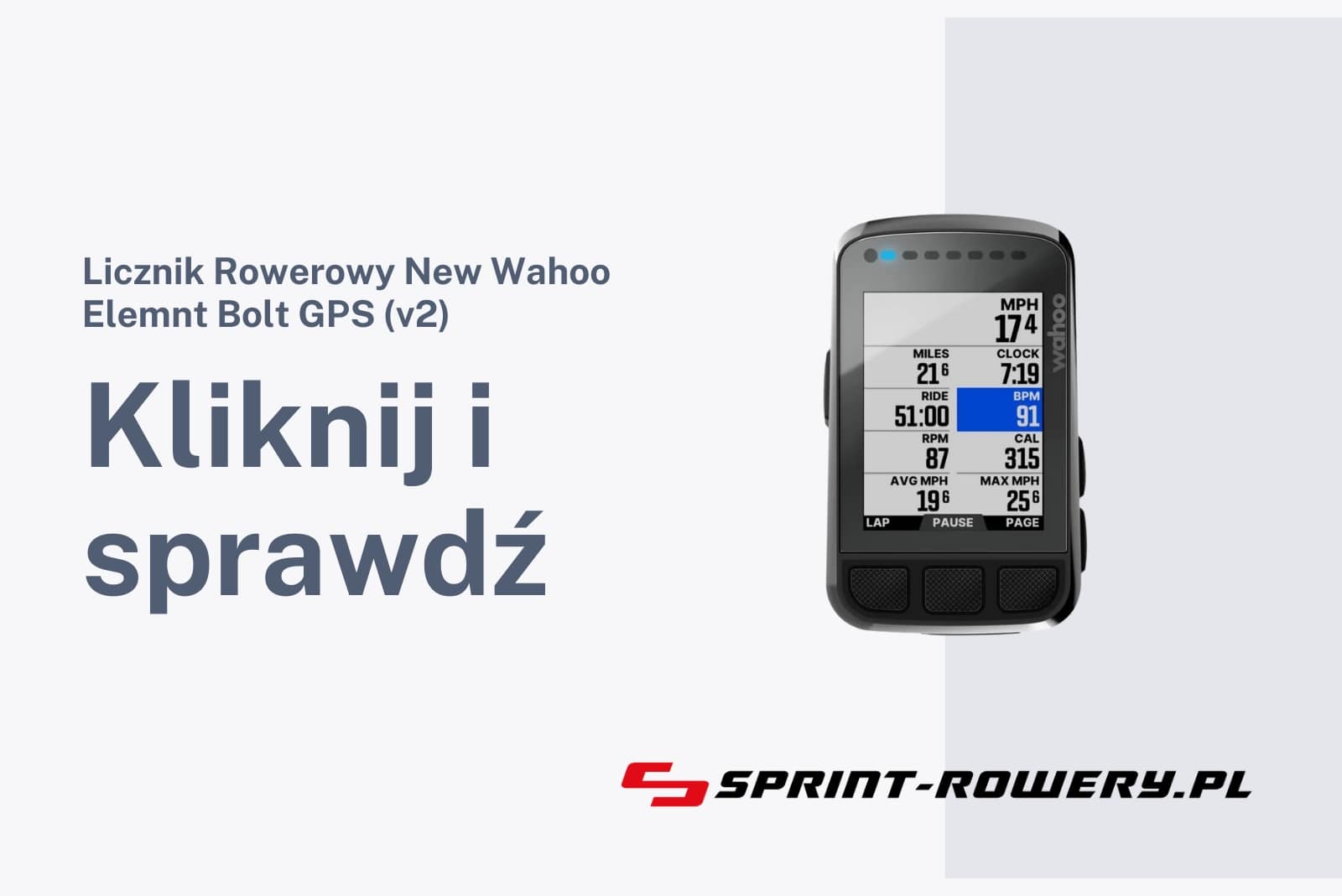 Licznik Rowerowy New Wahoo Elemnt Bolt GPS (v2)